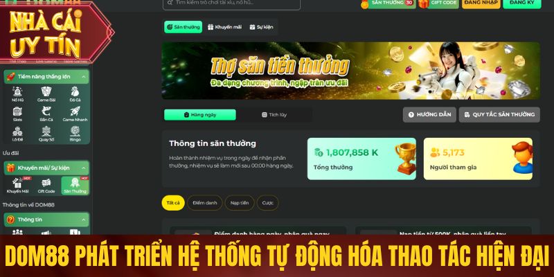 Top Nhà Cái Nhiều Tính Năng Nhất Hiện Nay Đáng Tham Khảo Dom88 phát triển hệ thống tự động hóa thao tác hiện đại